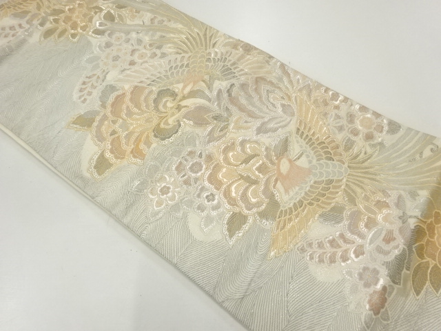 JAPANESE KIMONO / FUKURO OBI / SILK / WOVEN FLOWERS & BIRDS